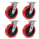 8 inch Industrial Casters-Polyurethane on Polyolefin Swivel Casters, Set of 4 Heavy Duty Casters with 6000 lb Capacity, Caster Wheels for Workbench, Industrial Equipment (4Swivel)