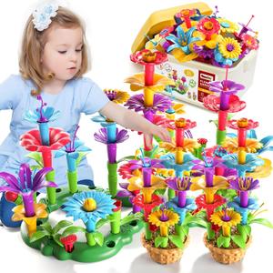 Garbo Star Girl Toys for 3 4 5 6 Year Old Girls Birthday Gift, Flower Garden Building Toys Set for Girls Toddlers Kids Ages 3-5, Building Educational Stem Toys