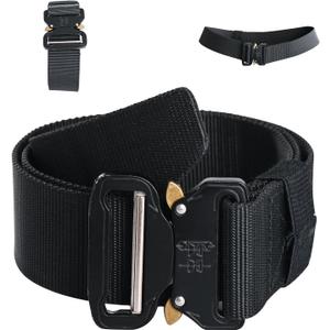 Tactical Belt Quick Release, 2" Inner Outer System with not snag Inner Belt and MOLLE Webbing for Law Enforcement (Black)