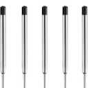 5 x HeTaoCat Black Ink Refill Pack of 5, Replaceable Ballpoint Pen Refills, Medium Point Metal Refil (Black)