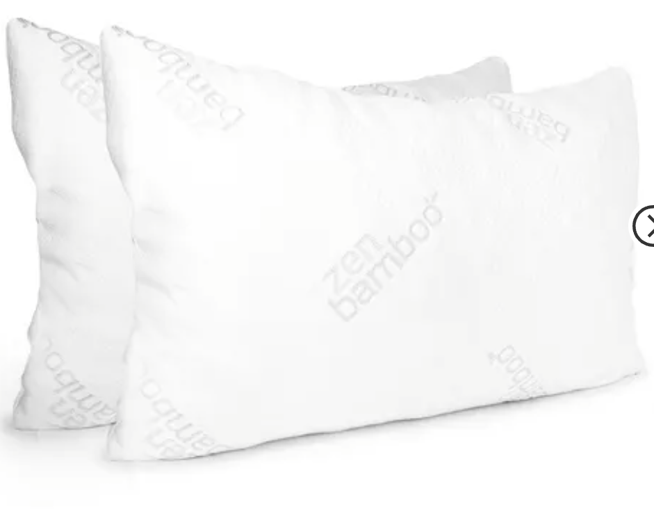Zen Bamboo Breathable Bed Pillows for Sleeping, 2-Pack King