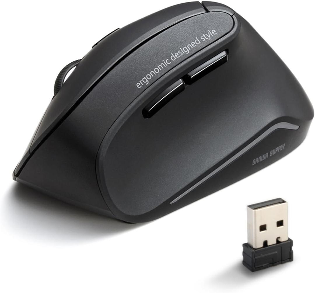 SANWA 2.4G Wireless Ergonomic Mouse, Optical Vertical Computer Mice, Silent Noiseless Click, (800/1200/1600 Adjustable DPI, 6 Buttons) Compatible with MacBook, Laptop, Windows, Mac OS