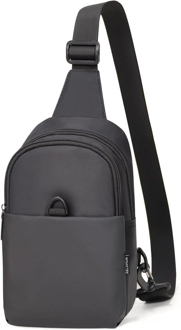 Aklsvion Waterproof Sling Bag, Crossbody Bag for Travel, Small Chest Bag for Women and Men (Black)