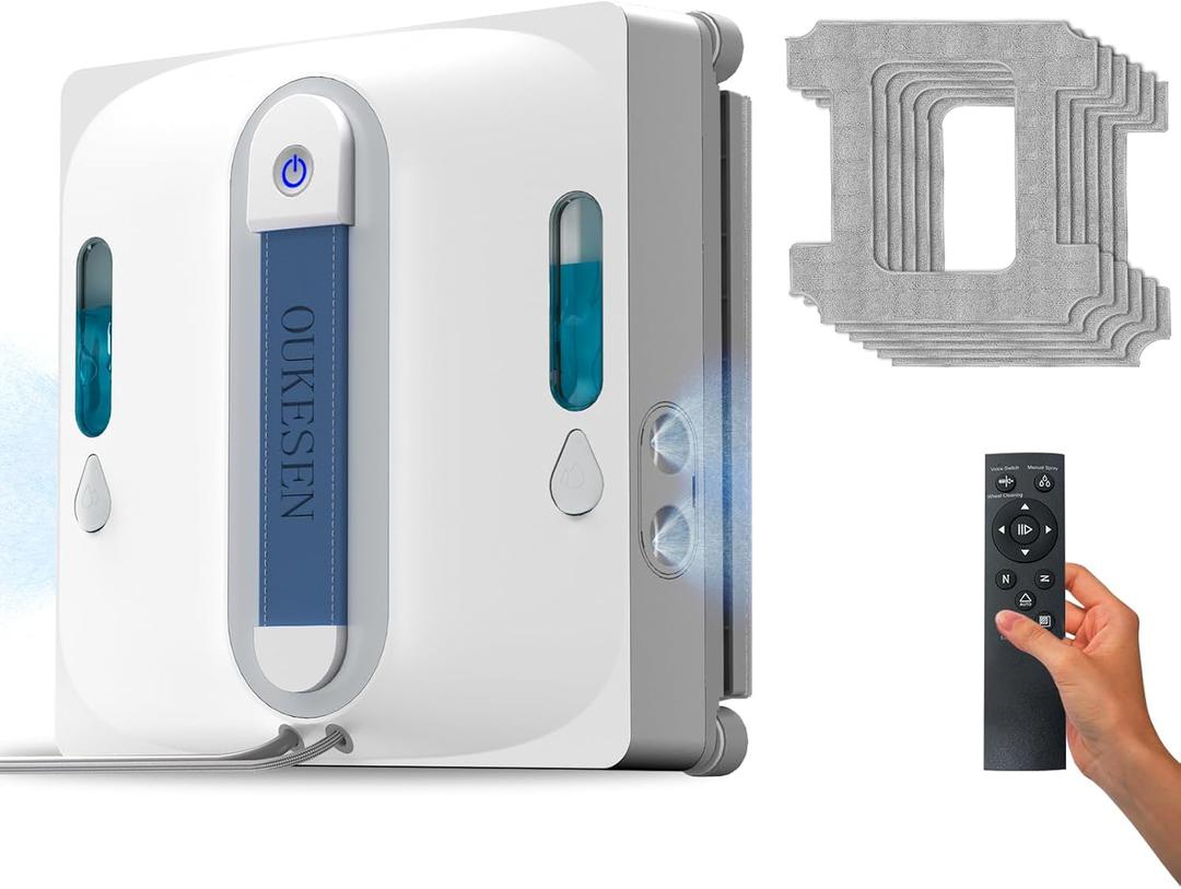 Window Cleaning Robot,9000Pa Sauction & 75N Cleaning Force with 4 Water Spray Support 5 Cleaning Modes & Remote Control,Window Cleaner Robot for Wet Cleaning Frame & Frameless Windows & Tiles