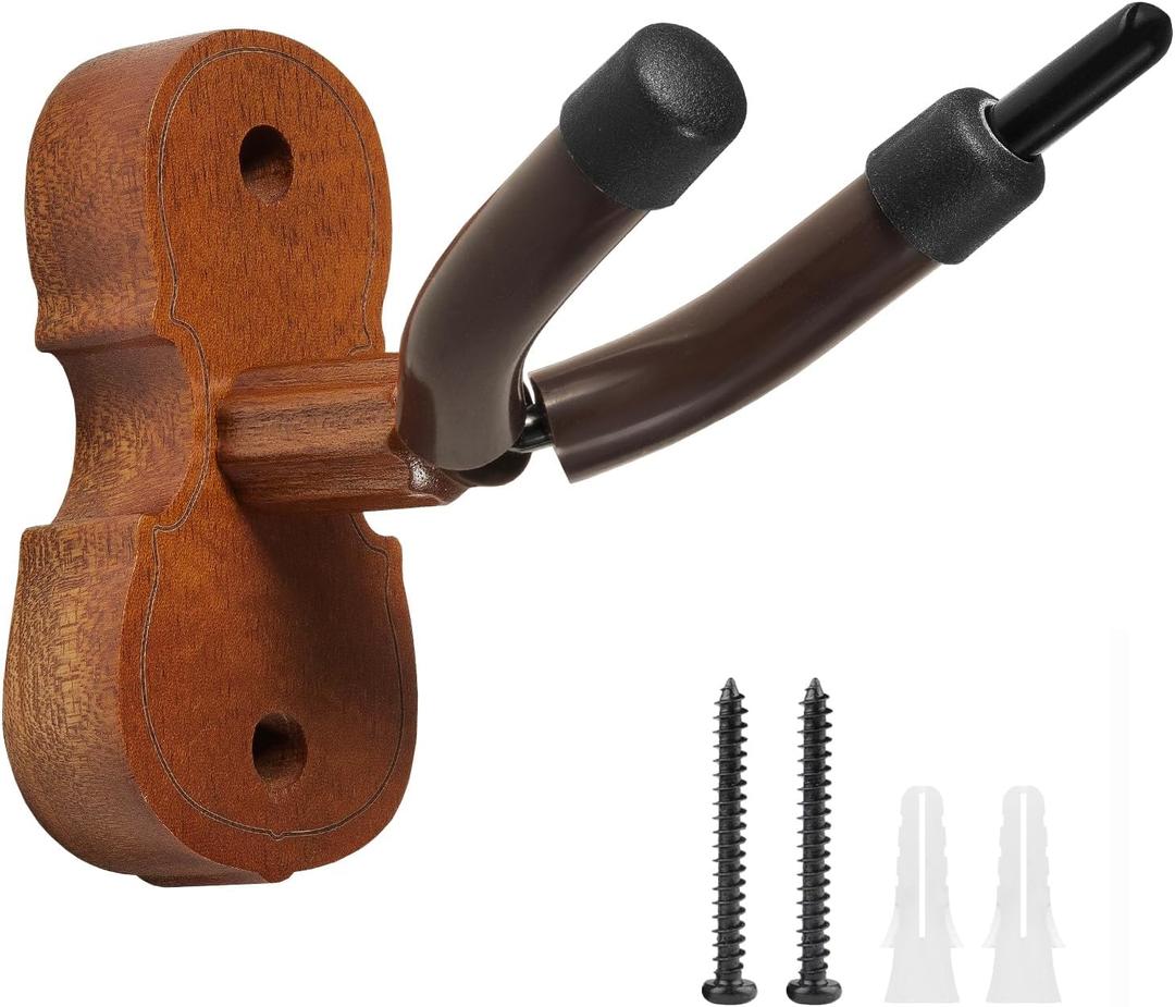 Violin Wall Mount Violin Hanger with Bow Hook, Rosewood Violin/Viola Stand Accessories for Home & Studio (Rosewood)