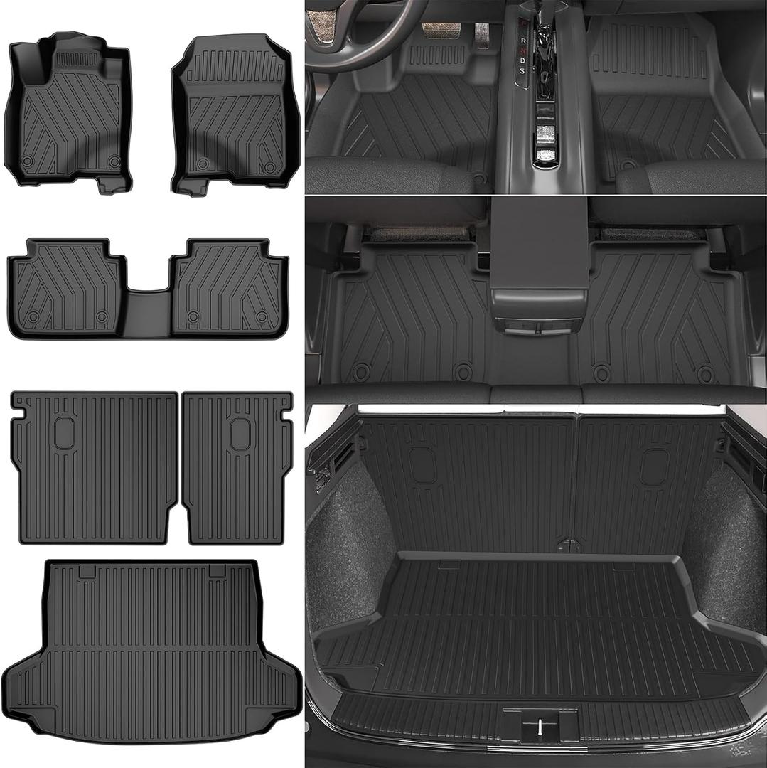 Floor Mats & Cargo Liner & Backrest Mat Fit for Honda HRV HR-V 2025 2024 2023: All Weather Protection Floor Liner - 1st & 2nd Row Car Liner Trunk Mat 2025 HRV Accessories, Black (23-25 hrv, Floor Mats & Cargo Liner & Backrest Mats)