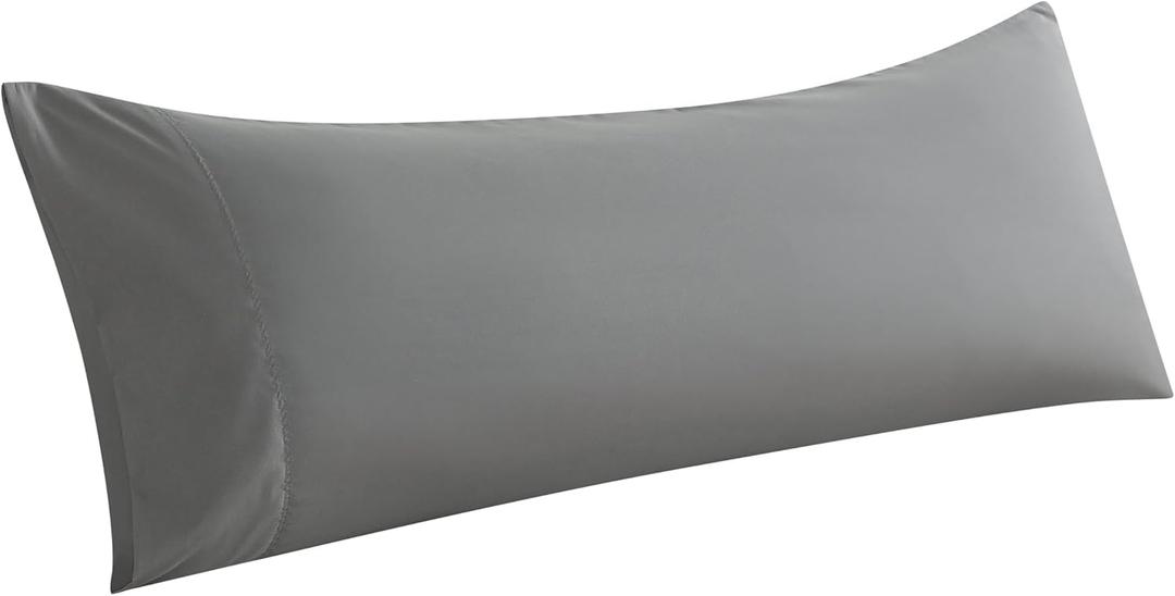 WhatsBedding Body Pillow Cover, Ultra Soft Microfiber Pillowcases, Breathable Long Pillow Case, Envelope Closure - Grey (20x54 inch)