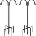 Double Shepherds Hooks for Outdoor, Heavy Duty Bird Feeder Pole with 5-Prong Base - Rust-Proof, Adjustable Bird Feeder Hanger for Garden, Wedding Decor & Hanging Plants (86 Inches)