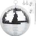 Disco Ball - 8 Inch Mirror Disco Ball, Ideal for DJ Club, Party, Wedding, Home Decor, and Live Stage with Hanging Ring for Easy Installation, Silver