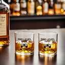 2 x New Dad Gifts, Dad Level Unlocked Whiskey Glass, Fathers Day Gift for New Father Men Husband Him from Wife Son, First Time Daddy Soon to Be Gifts, 10Oz (Transparent)