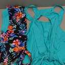 Aqua Eve 3 Piece Tankini Swimsuit for Women Tank Bathing Suit with Shorts Open Back Athletic Swimwear (X-Large, Aqua Colorful Floral)