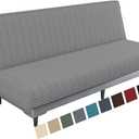 MAXIJIN Jacquard Futon Cover Stretch Armless Futon Sofa Cover Soft Futon Slipcover with Elastic Bottom Thick Sofa Bed Furniture Protector Covers, Machine Washable (Light Gray)