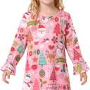 DACSOIT Christmas Toddler Girls Nightgowns Pink Snow Pattern Sleepwear Night Dress Pajamas 2-3T