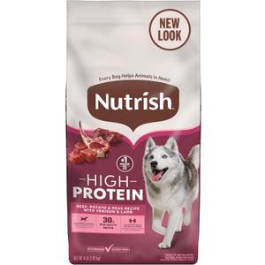 Nutrish High Protein Beef, Potato & Peas Recipe with Venison & Lamb Dry Dog Food, 4 lb. Bag, Packaging May Vary (Rachael Ray), SEP 10/2025