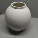 White Ceramic Vase - Large 12.5 Inch Round Floor Vase for Centerpieces, Farmhouse Rustic Minimalist Home Decor (Sandstone White)