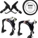Mimoke Bike Brake Set Front and Rear Bike C Brake Caliper Include Inner and Outer Cables and Bike Brake Levers Kit Aluminum Alloy for MTB Road Bike