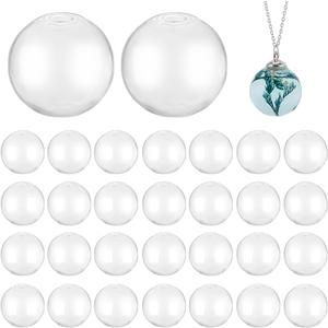 PH PandaHall 30pcs Mini Glass Globes, 1inch Small Glass Ball Bottles Orbs Balls Wish Charms Spheres UV Planet Crystal Craft Ball for UV Resin Dice Pendant Charms Earring Making