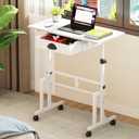 Cidaziya Adjustable Height Standing Desk for Walking Pad Treadmill, Portable Rolling Desk for Laptop with Drawer, Small Moblie Sit to Stand Desk On Wheels with Stiffener for Home Office Dorm Bedroom