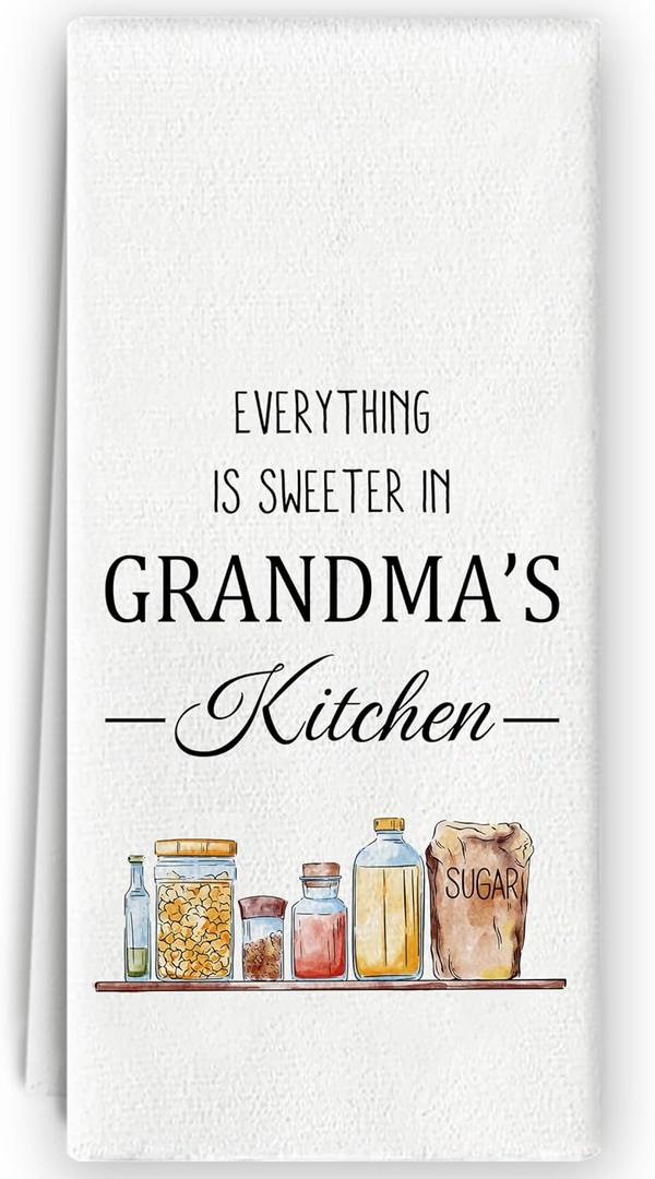 Grandma Kitchen Dish Towels - Microfiber Hand Towels, Farmhouse Rustic Grandma Kitchen Decor, Mothers Day, Christmas Gifts 16x24 Inch