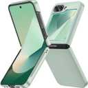 Ruky for Galaxy Z Flip 6 Phone Case, Built-in Back Screen Protector, Hard PC Ultra Slim Anti-Scratches Shockproof Wireless Charging Phone Case for Samsung Galaxy Z Flip 6, Mint Green