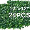 Crowye 24 Pcs 12 x 12 Inch Faux Grass Wall Panels Artificial Boxwood Panels Outdoor Privacy Screen Greenery Backdrop UV Protected Topiary Hedge Plant for Outdoor Indoor Garden Fence Backyard Decor