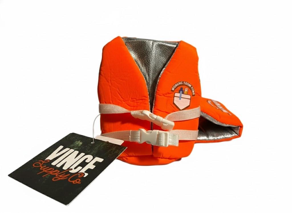 Life Jacket Can Koozie Coolers Vince Supply Co. Orange & White Insulated