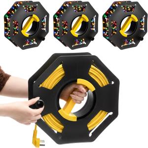 Ripeng 3 Pcs Extension Cord Storage Reels, Holds up to 150 Feet of 16/3 or 125 Feet of 14/3 Gauge Cord, Plastic Cable Winding Wheel Tangle-free with Central Handle for Extension Cords Rope Hose