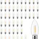 C9 Christmas Replacement LED Light Bulbs,E17 Base Commercial Grade Holiday Bulbs, 4W 5W 6W 7W Incandescent Equivalent, Warm White 2200K, Clear Plastic Bulbs for Christmas String Light - 50 Pack