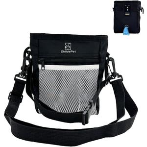 Treat Pouches for Pet Training and This Dog Treat Pouch Perfect for Outdoor Training, Walking, Traveling - 500ml Storage for Pet Food, Treats, Toys (Black)