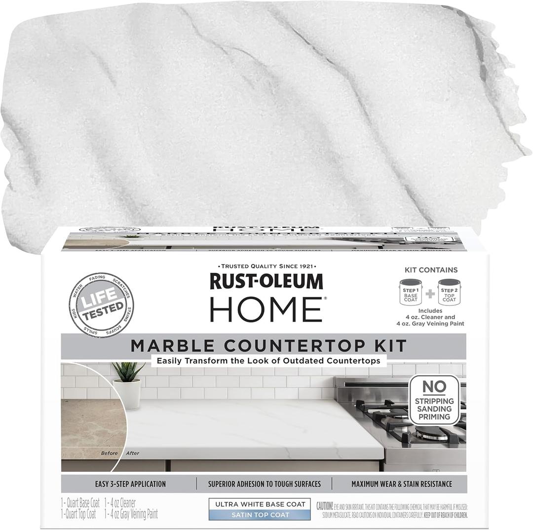 Rust-Oleum 384964 Home Marble Countertop Coating Kit, 72 fl oz, White