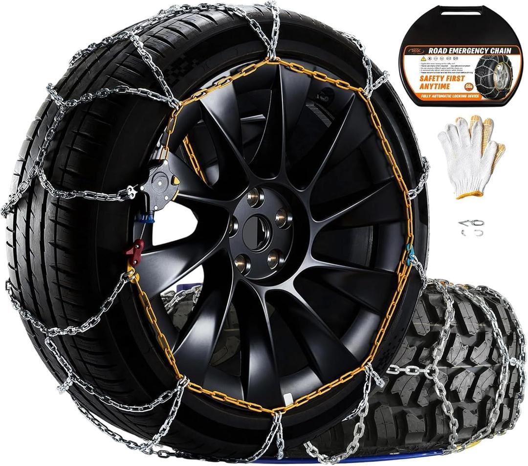 DEDC Tire Chains for SUV Car Light Truck Snow Chains 1 Min Quick Fit Easy Chainsaw Reusable Universal Emergency Traction Chain Tire Width 265 275 285 295 305 315 - Set of 2 MS1621