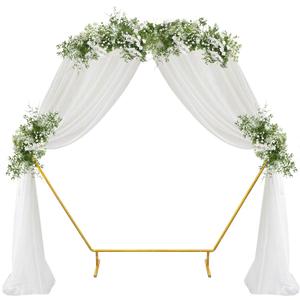 6.24 FT Hexagon Wedding Arch Backdrop Stand, Balloon Ring Flower Arches Golden Metal Arch Frame for Wedding Party Birthday Baby Shower Garden Background Decorations