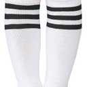 CUBACO Kids Soccer Socks Knee High Tube Boys Girls 4 Pair Socks 7-13 Years Old Suitable Baseball Football Sports Training