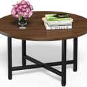 FAMIDGE Coffee Table, 23.6" Coffee Tables for Living Room, Round Coffee Table with Metal Frame, Floor Table for Sitting on The Floor, Home, Office, Dark Walnut