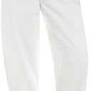 GRAPENT Barrel Jeans for Women Trendy Cropped High Waisted Patch Pocket Baggy Stretch Denim Pants Casual Wide Leg Jeans (Size M, White)