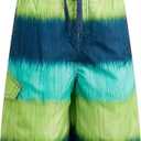 Kanu Surf boys Reflection Quick Dry Upf 50+ Beach Swim Trunks, Zipline Navy/Green, 10-12, Zipline Navy/Green