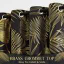 Black Gold Full Blackout Curtains for Bedroom Tropical Leaf Curtain Panels Room Darkening Thermal Insulated Noise Reducing Grommet Window Treatments Sets, 52x90Inch, 2 Panels