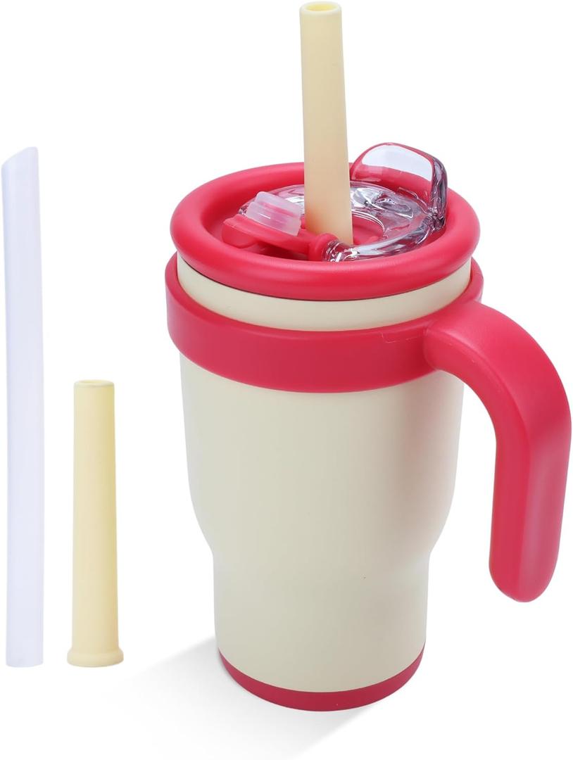 My Own Tumbler, Kids Tumbler with Straw, 14oz / 420ml  Leak-Proof & Insulated Stainless Steel  Cream Beige  BPA-Free, Simple & Easy to Hold