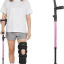 Ergonomic Forearm Crutches Spring Assist Crutches for Adults,Comfortable and Height Adjustable Arm Crutches Forearm with Anti-Slip Base,Walking Crutches with Cuffs, Not a Pair (Pink)
