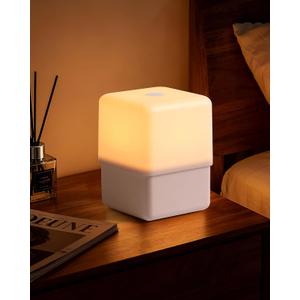 JJ&RY Cool Lift Touch Lamps for Nightstand, Cordless Warm Night Light for Baby Nursery/Sleep Aid, Dimmable/2600K Amber/2000mAh Rechargeable, Small Bedside Nightlight for Kids and Adults' Bedroom