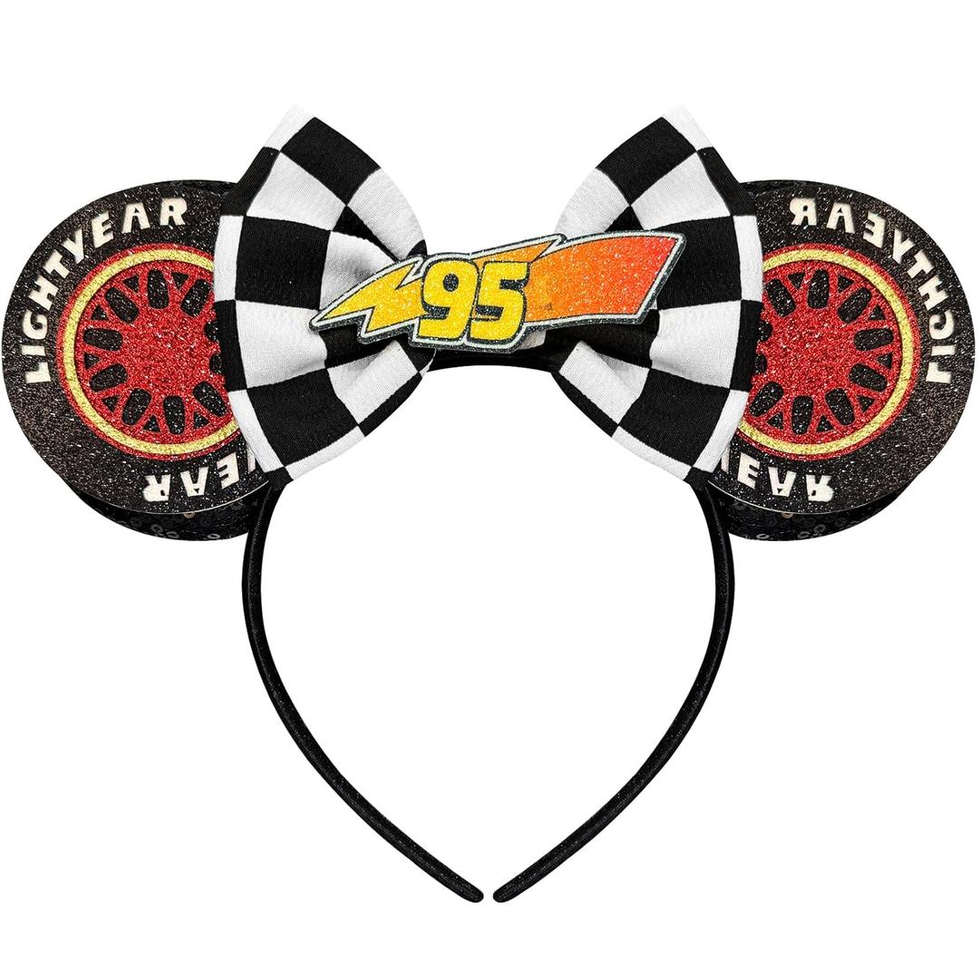 Mouse Ears Headband for Women Checkered Bows Cute Mouse Ears Headband Halloween Mouse Ears (13-Car)