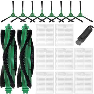 Replacement Parts for iRobot Roomba Combo & Vac Essential Series (RVG-Y1) 105X Y0140 Y0110 Q0120 Q0110 Q0520 104 105 106 108 1010 1020, 2 Main Brushes, 8 Side Brushes, 8 Filters, 1 Tool (19 Pack)