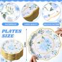 Pickmesh 60 Pcs Floral Paper Plates 9 Inches Blue Flower Disposable Dinner Plates for Baby Shower Wedding Bridal Shower Birthday Tea Party Decoration Supplies