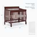 Dream On Me Aden 4-in-1 Convertible Mini Baby Crib, GREENGUARD Gold & BSA Certified, Sustainable Pinewood, Non-Toxic Finish, 3 Mattress Heights, Converts to Mini Day & Twin-Size Bed - Espresso