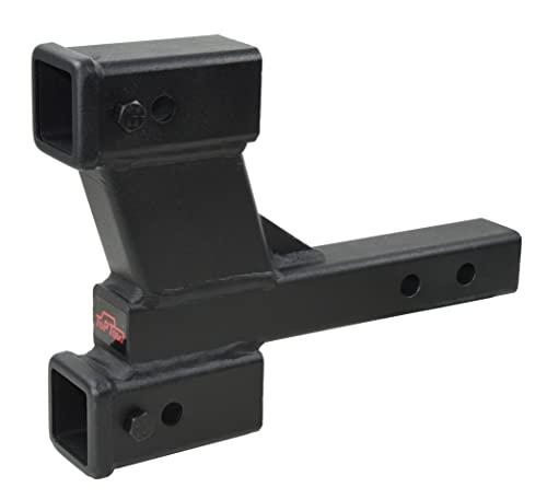 TOPTOW 64089 Trailer Dual Hitch Extender Adapter with 2-inch & 6-inch Riser/Drop, 2" Receiver, 2-inch Solid Shank, 10000lbs Capacity…