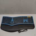 ProtoArc Backlit Bluetooth Ergonomic Keyboard, EK01 Plus Full Size Wireless Split Keyboard with Dual Bluetooth and USB, Cushioned Wrist Rest, Rechargeable, Compatible with Windows/Mac/Android, Blue