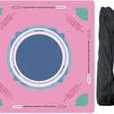 Neoprene Mahjong Mat for Table(33"X33")-Non-Slip Noise Reducing American Mahjong Mat,Odorless, Free of PAHs Mahjong Table Mat for Beginners & Experts,Includes Carrying Bag(Pink)