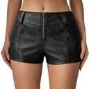 Floerns Women's Y2k Mini Shorts Zip Up Low Waist PU Leather Music Festival Hot Pants XL