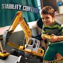 Ruko 1561 RC Excavator 3 in 1 Construction Toys for Boys, 17 Channel Remote Control Vehicles with Grab Alloy Shovel Drill, Realistic Lights & Sounds Digger Sandbox Gifts for 6-14 Years Kids Adults