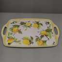 Certified International Lemon Zest Melamine Rectangular Tray with Handles, 19-inches Length, Kitchenware and Accessories